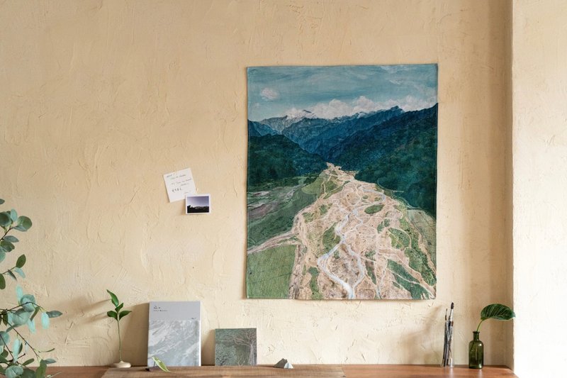 台湾山挂布 - 兰阳溪 70 x 83 cm - 海报/装饰画/版画 - 棉．麻 绿色