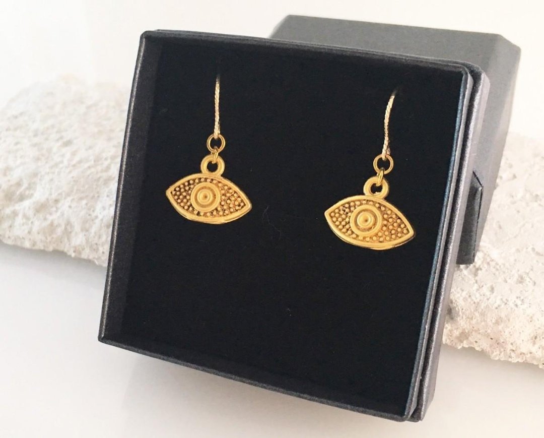 Evil Eye ◆ Evil Eye Amulet ◆ K14GF Earrings / Clip-On - 耳环/耳夹 - 其他金属 金色