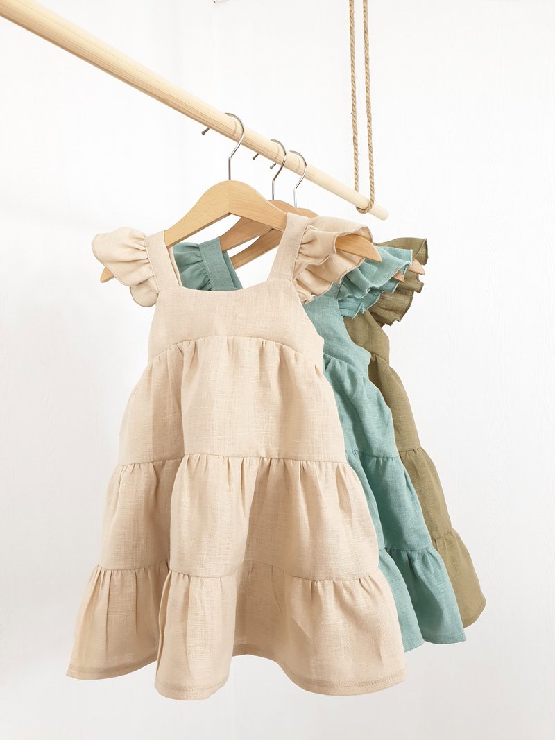 Natural linen boho dress, dress for girl, Easter baby dress, summer baby  dress - 童装礼服/连衣裙 - 棉 多色