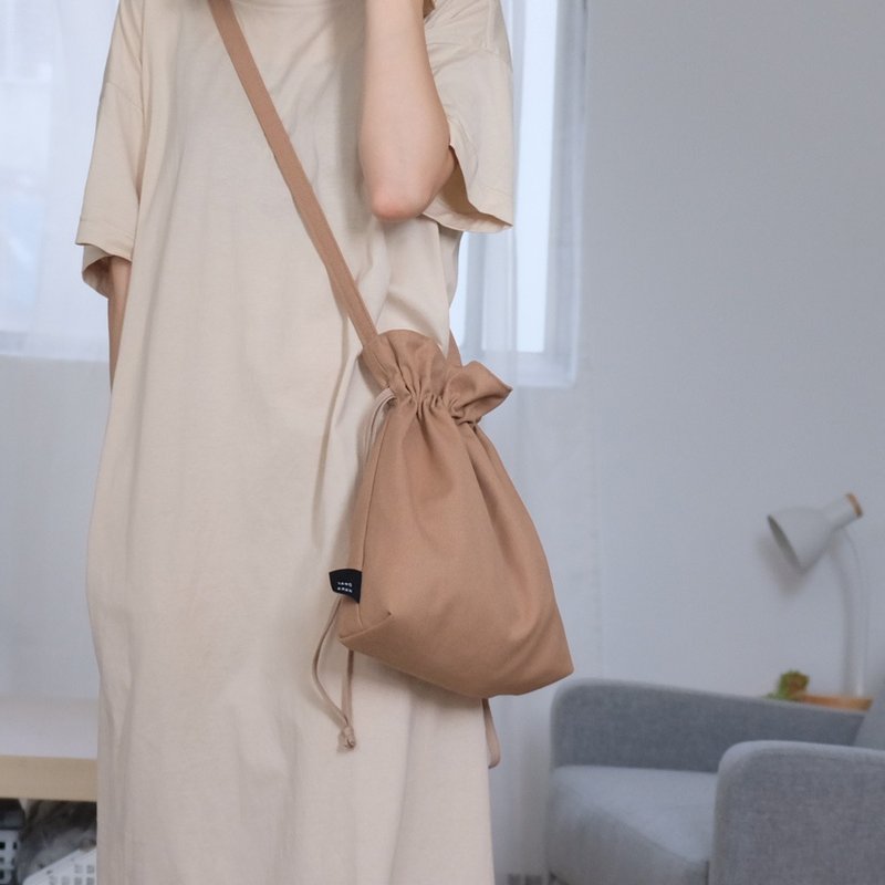 可可小笼包 - 侧背包/斜挎包 - 棉．麻 咖啡色