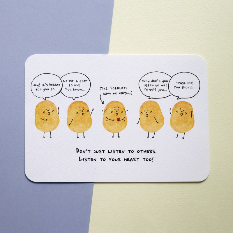 小薯明信片－听从你的心 - 卡片/明信片 - 纸 白色