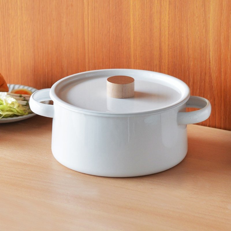 日本FORMLADY 小泉诚 kaico日制双耳珐琅汤锅(附盖)-2.6L - 锅具/烤盘 - 珐琅 白色