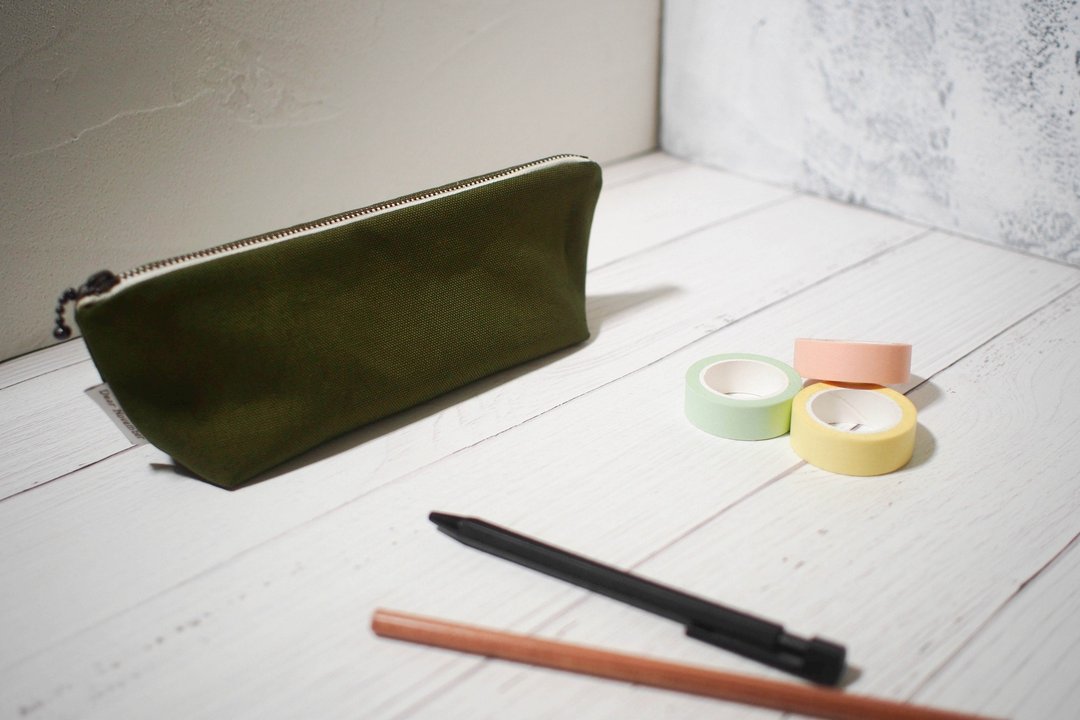日常系列笔袋/铅笔盒/限量手工包/小草绿款 - 铅笔盒/笔袋 - 棉 绿色