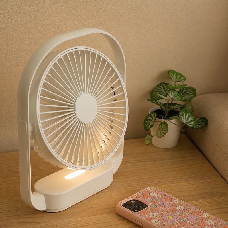 【凉夏不受线】360度静音LED小夜灯多功能充电风扇(通过BSMI认证) - 电扇 - 其他材质 白色