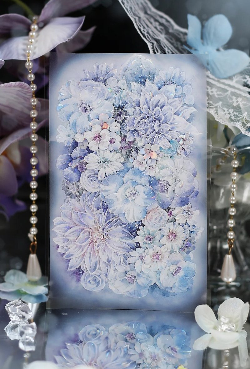 淺夢 静かに息づく 花の夢 PET 和紙膠帶 貝殼光 10米卷 - 纸胶带 - 其他材质 多色