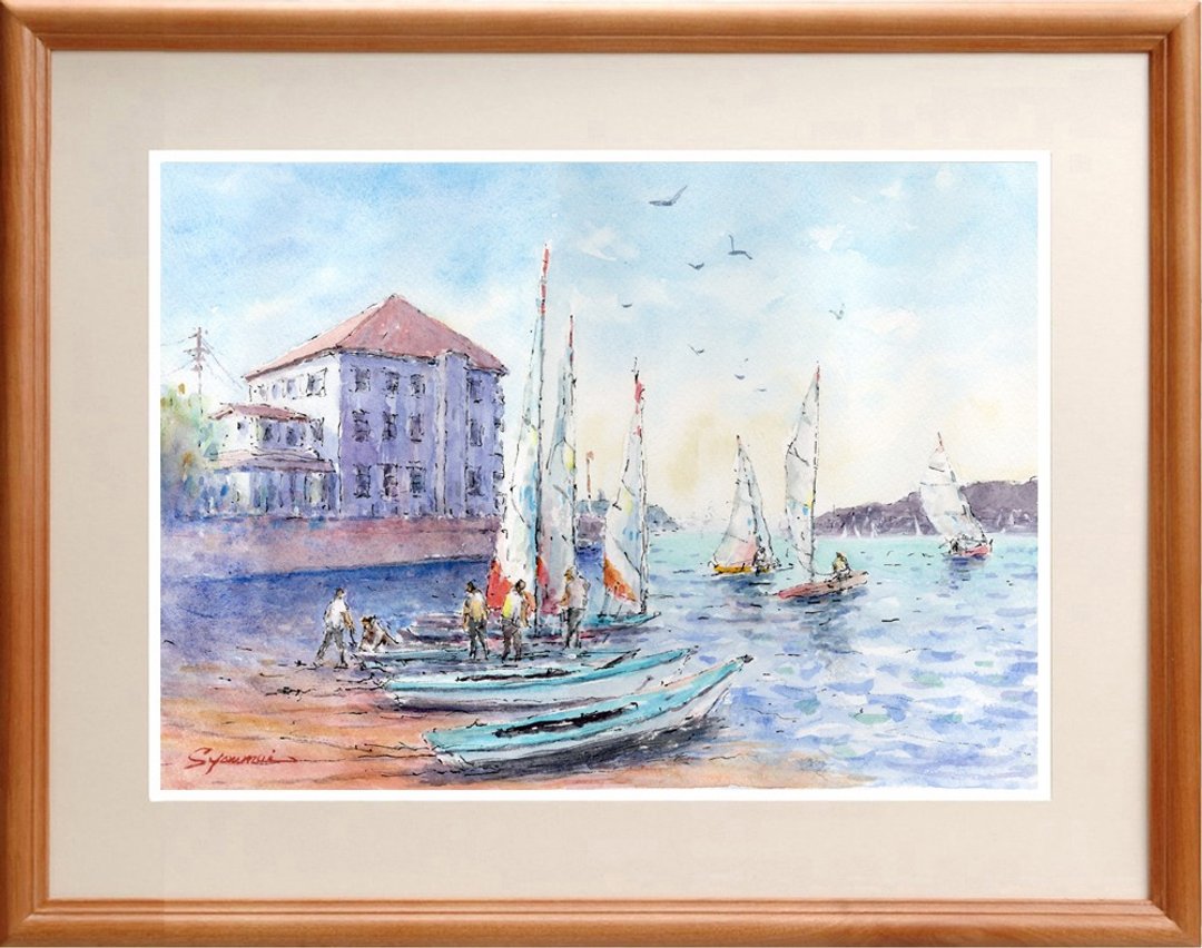 水彩原作：湘南与叶山的假期5 - 海报/装饰画/版画 - 纸 蓝色