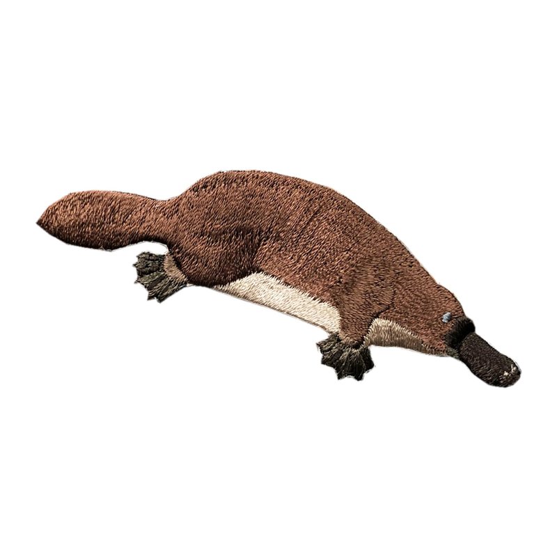 濒临绝种动物熨烫刺绣 / 鸭嘴兽 - 徽章/别针 - 绣线 咖啡色