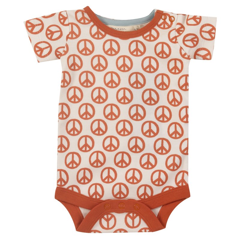 100%有机棉 和平符号 祈求世界和平 包屁衣 - 包屁衣/连体衣 - 棉．麻 多色