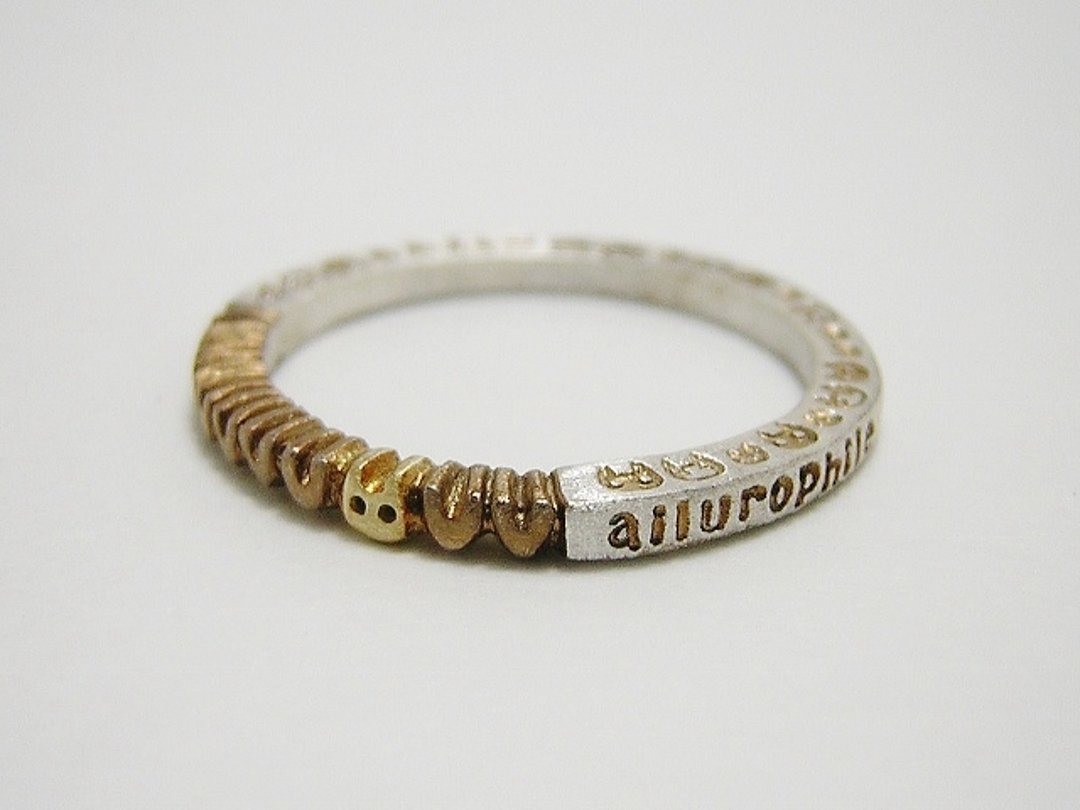 ailurophile K18 + silver 925 (mille+-feuille)(Price for 1 ring only) 貓 cat heart - 戒指 - 纯银 银色