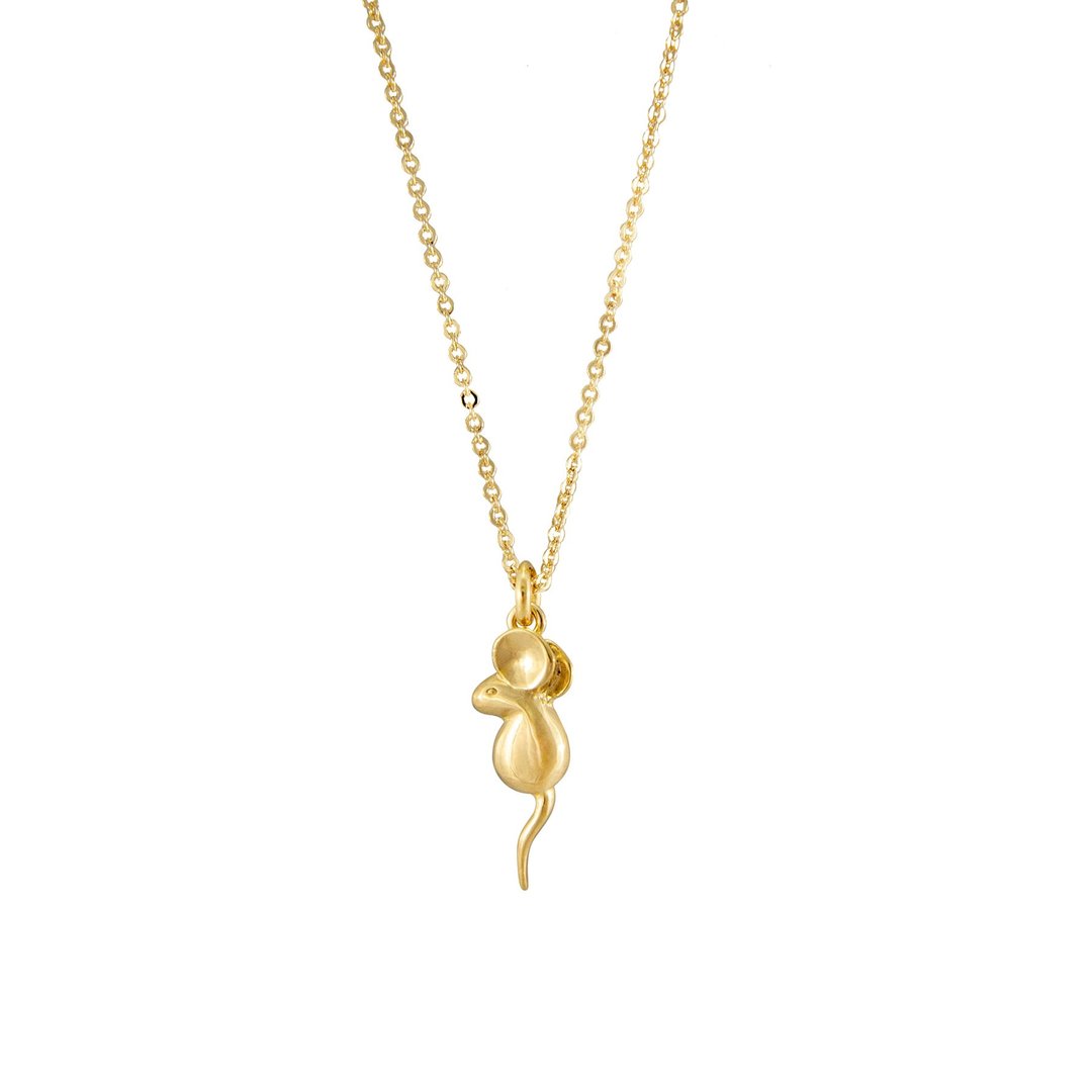 Mouse Necklace 生肖系列 老鼠造型项链 纯银镀18K金 送礼推荐 - 项链 - 纯银 金色