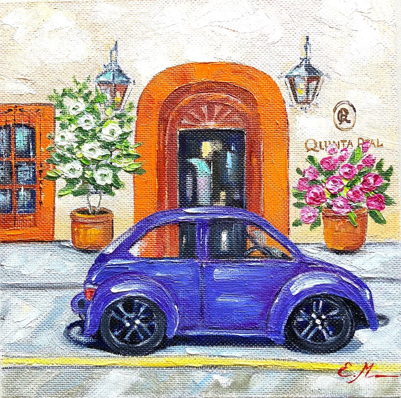 墨西哥之旅 城市风景画 油画 汽车艺术 原创艺术工作坊 - 墙贴/壁贴 - 其他材质 蓝色