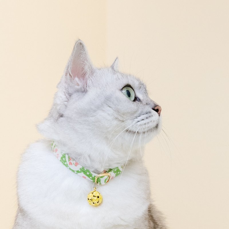 宠物舒适安全项圈 安全扣项圈(猫项圈/狗项圈)--北欧绿草 - 项圈/牵绳 - 棉．麻 绿色