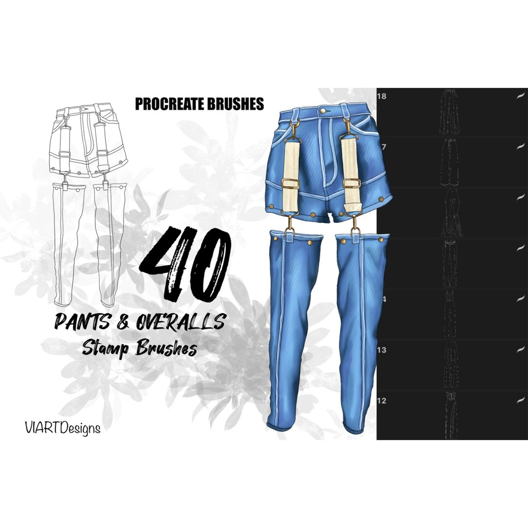 40 Pants&Overalls stamps for Procreate - 手工艺教程/工具书 - 其他材质 