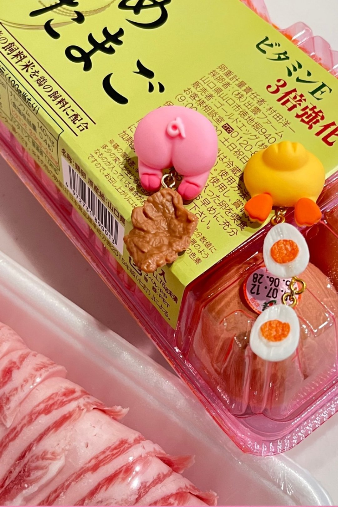 猪屁股×生姜烧肉、小鸡×水煮蛋、不对称夹式耳环耳饰、趣味搞怪 - 耳环/耳夹 - 树脂 