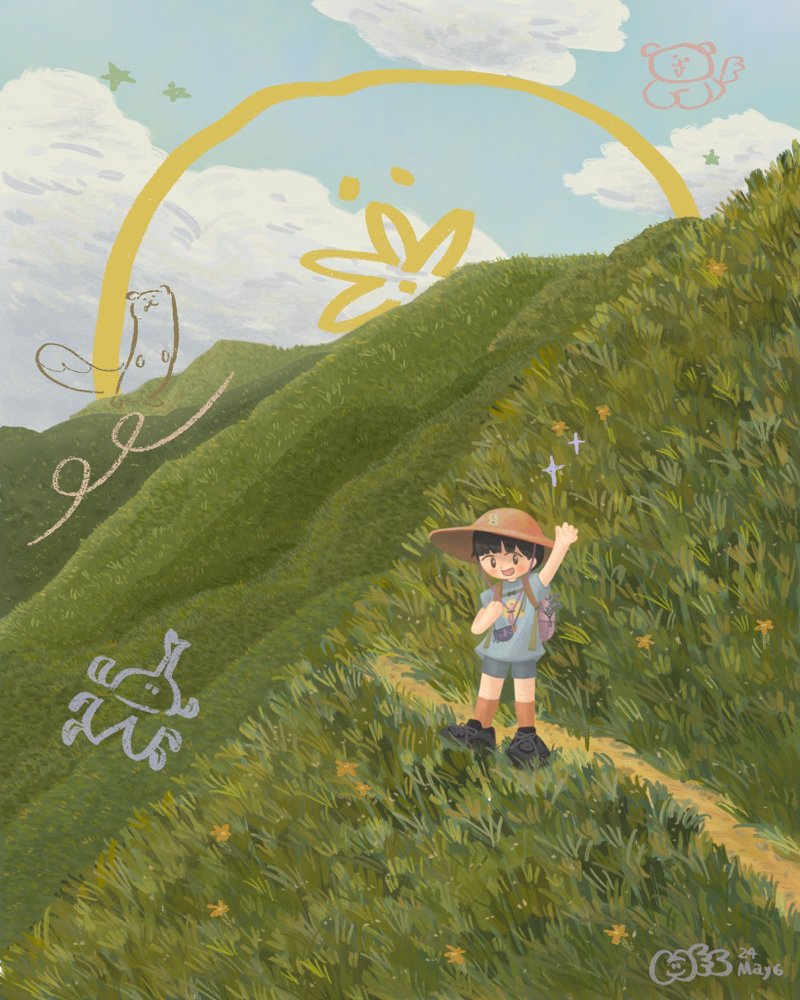 山系似颜绘*加购背景区 定制化人像画、电子贺卡、插画绘图委托 - 电子手绘真人画像/绘画/插画 - 其他材质 多色