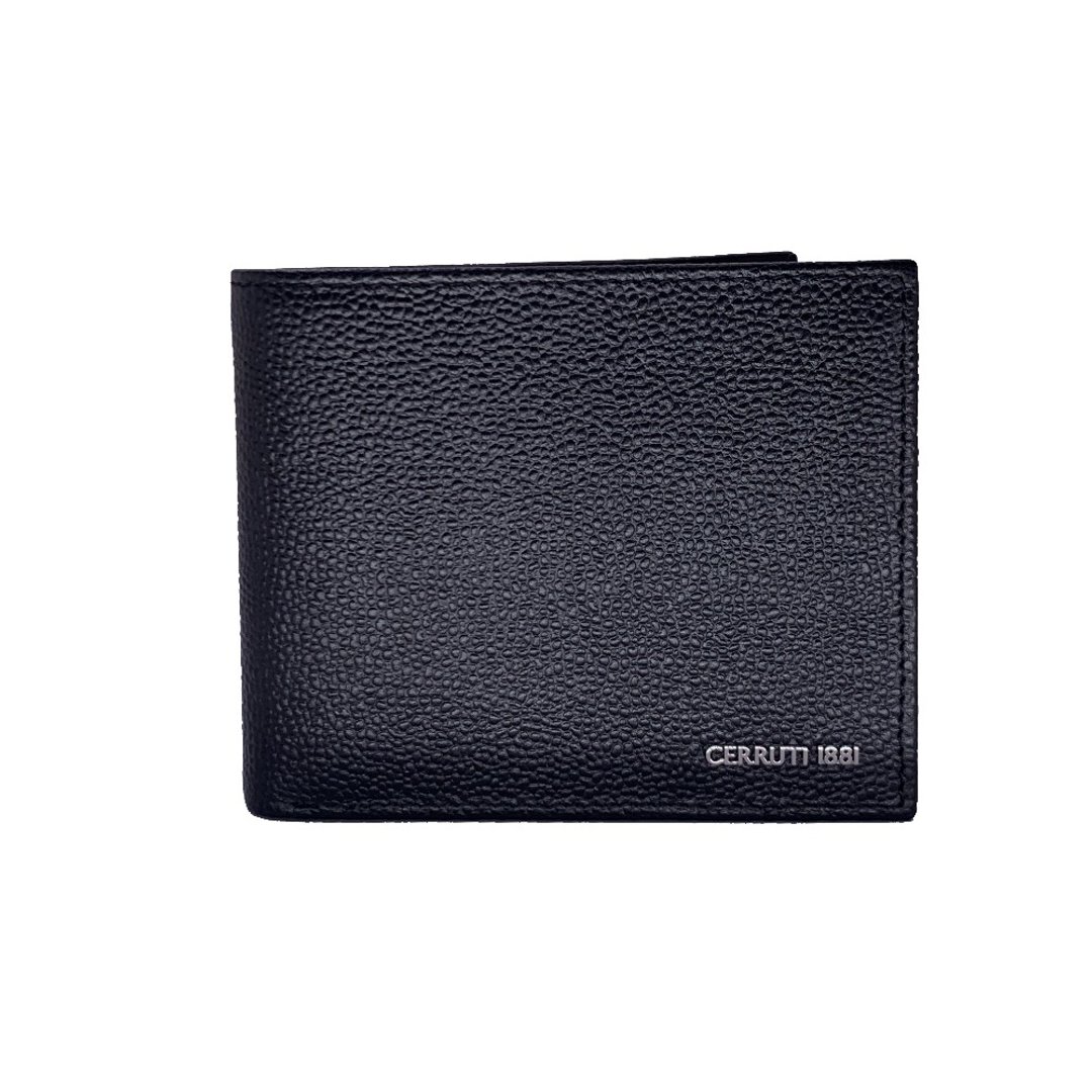 CERRUTI 1881 限量2折 顶级小牛皮8卡短夹 全新专柜展示品 - 皮夹/钱包 - 真皮 黑色