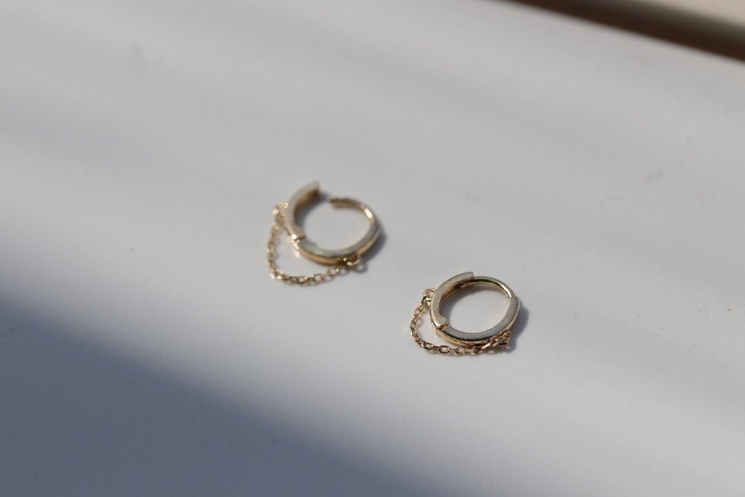 14K Rope Cycle Earring 单链耳扣耳环 (单个) - 耳环/耳夹 - 贵金属 金色