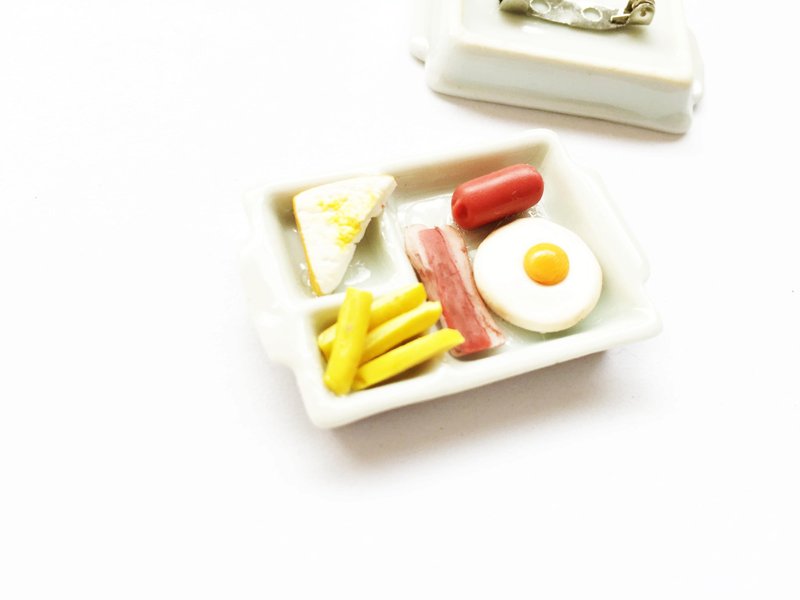 breakfast set brooch - 胸针 - 粘土 白色