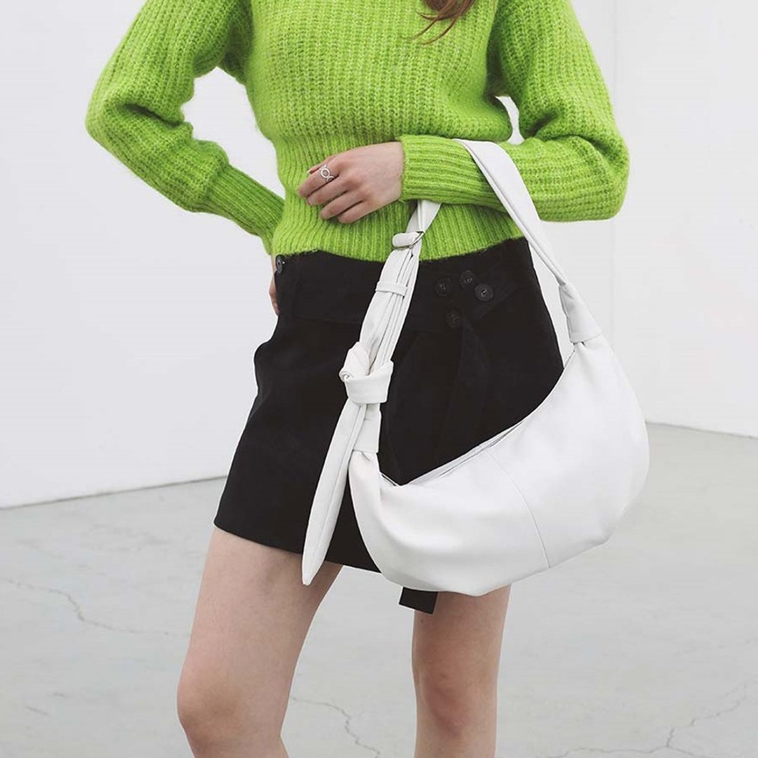 韓國製 MUR Shell Bag Vegan Leather 包包 (WHITE) - 侧背包/斜挎包 - 环保材料 