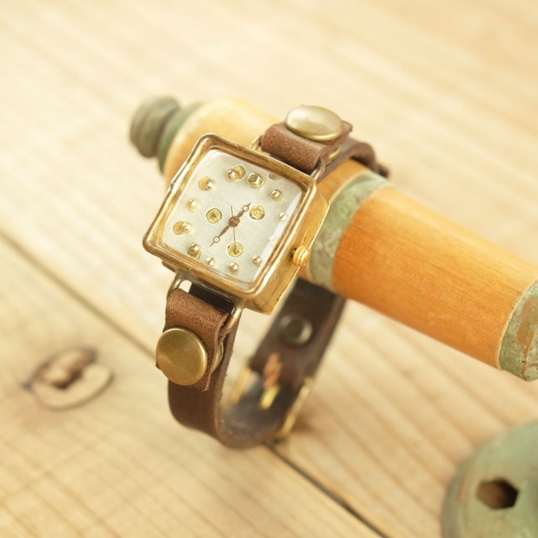 The square watch "dot white" S004 - 女表 - 其他金属 金色