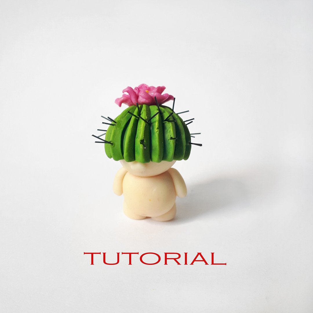 Clay charms kawaii cactus tutorial, Polymer clay Cactus charms kawaii - 其他 - 陶 
