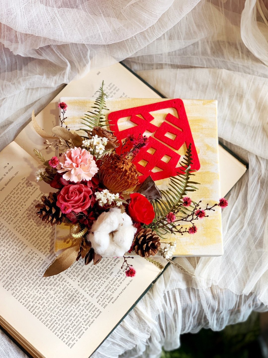 金玉满堂 画框.挂饰.春节.新年快乐.礼物 - 干燥花/捧花 - 植物．花 金色