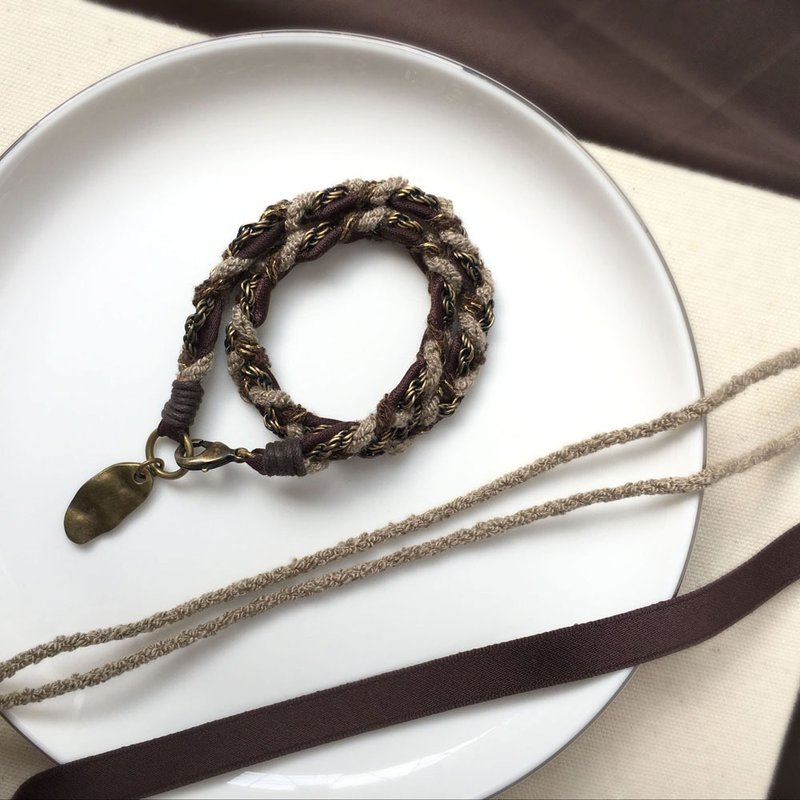 SAMEDi - 法式手工编织手链 - 可可棕 - 手链/手环 - 其他材质 咖啡色