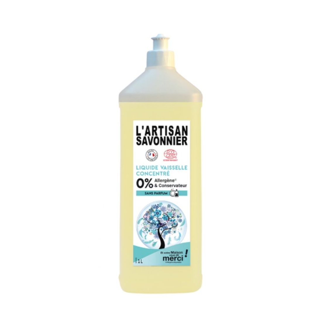L'Artisan Savonnier 法国舒洗有机浓缩精油洗碗精 低敏无香 1L - 碗盘清洁 - 浓缩/萃取物 黄色