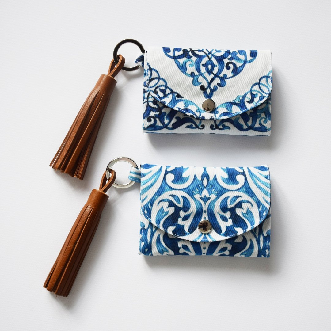 POCKET KEYRING -MOSAIC - 皮夹/钱包 - 真皮 蓝色