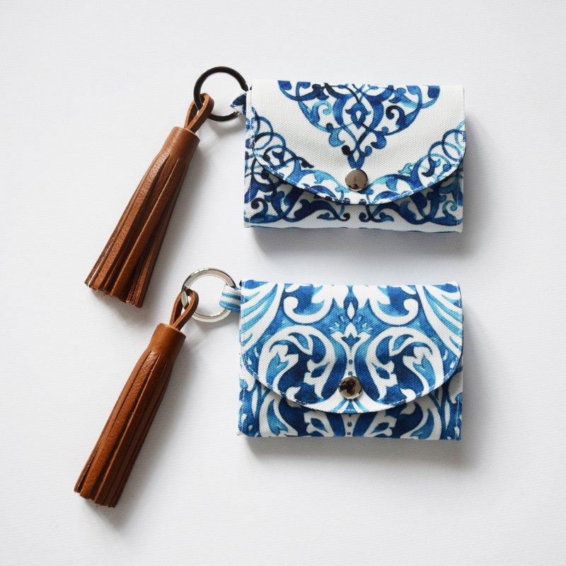 POCKET KEYRING -MOSAIC - 皮夹/钱包 - 真皮 蓝色