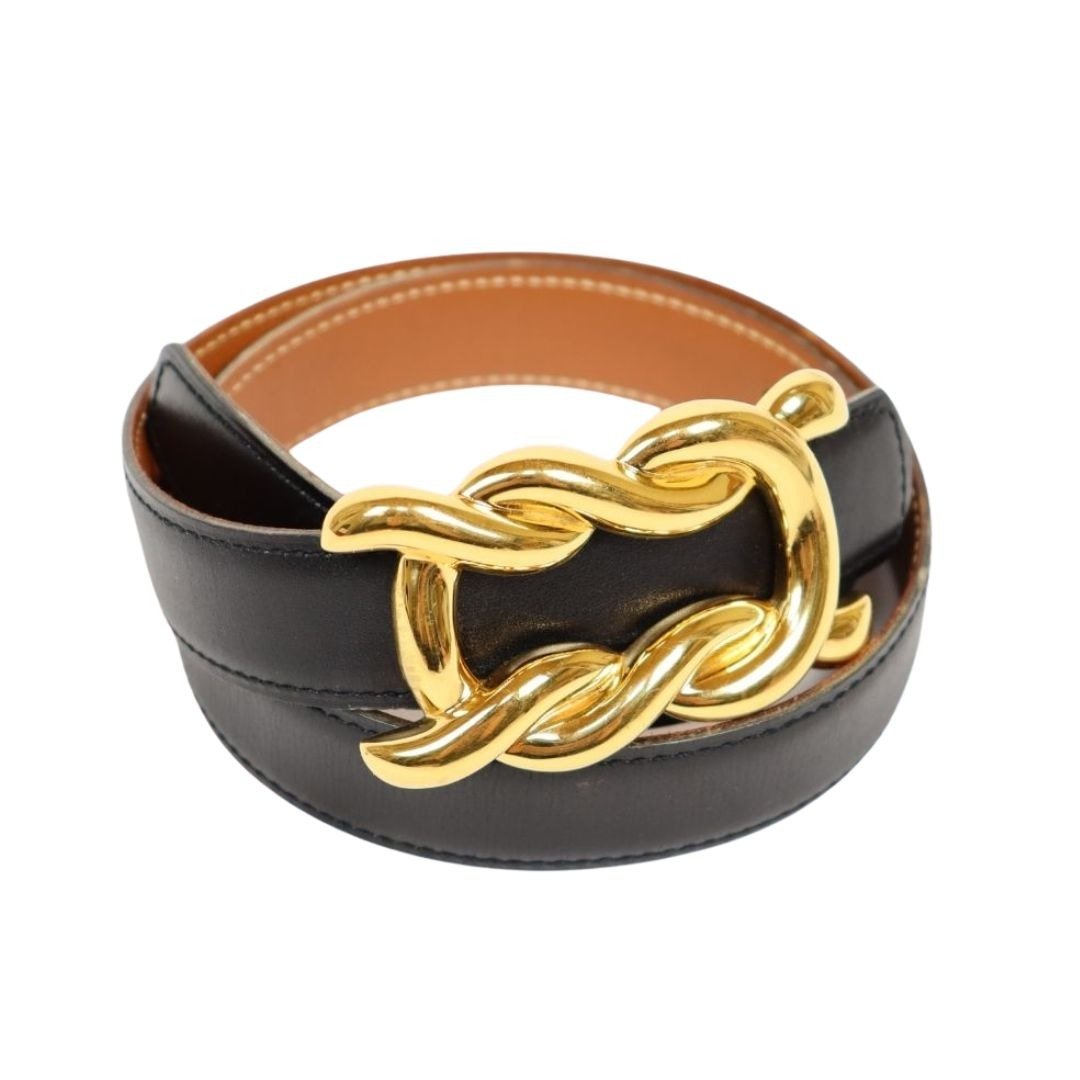 HERMÈS 古董金扣皮带 - 01048 - 皮带/腰带 - 真皮 黑色
