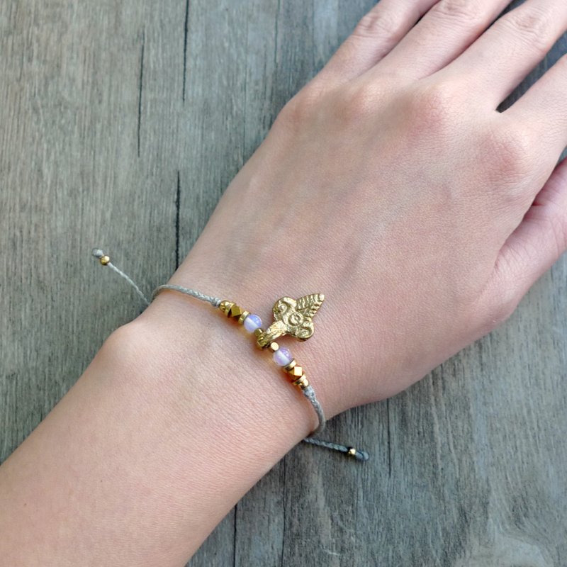 Misssheep H30 - 民族风 波希米亚风 Macrame南美蜡线编织黄铜珠蛋白石手环 - 手链/手环 - 其他材质 灰色