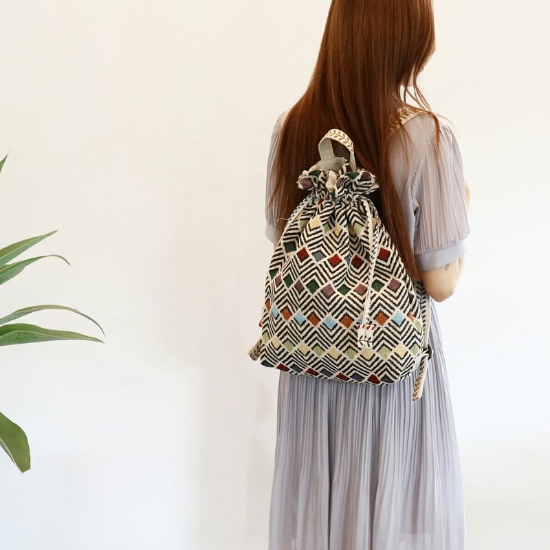 handmade cute backpacks Drawstring Bags - 束口袋双肩包 - 其他材质 多色