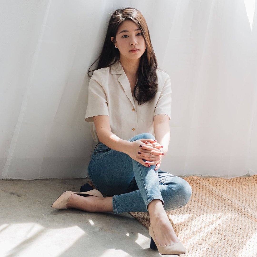 (SOLD) PLANE // linen cream // women short sleeves - 女装衬衫 - 棉 白色