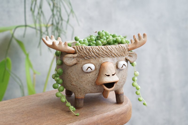 驼鹿花盆 - 植栽/盆栽 - 陶 咖啡色