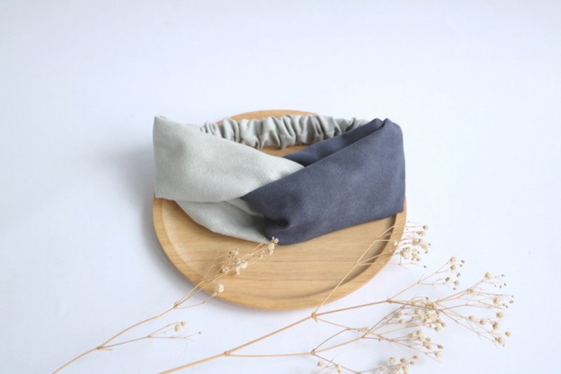 MaryWil双色麂皮发带-灰色/深蓝 - 发饰 - 棉．麻 粉红色