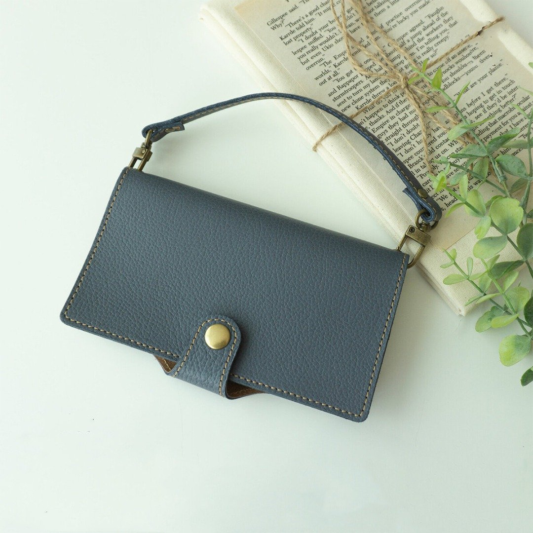 Strap Loop [Shrink Leather] Genuine Leather Handbag Beige Natural FS03K - 手机配件 - 真皮 蓝色