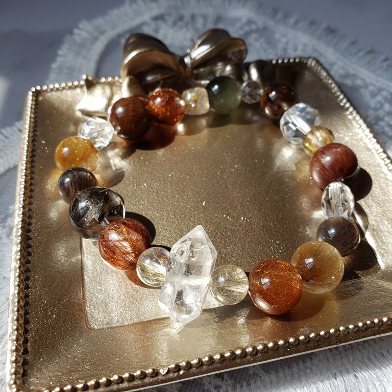 【横财正财 升职 防小人】闪灵钻 魔鬼发 金钛晶 彩发晶 黑金星 - 手链/手环 - 水晶 