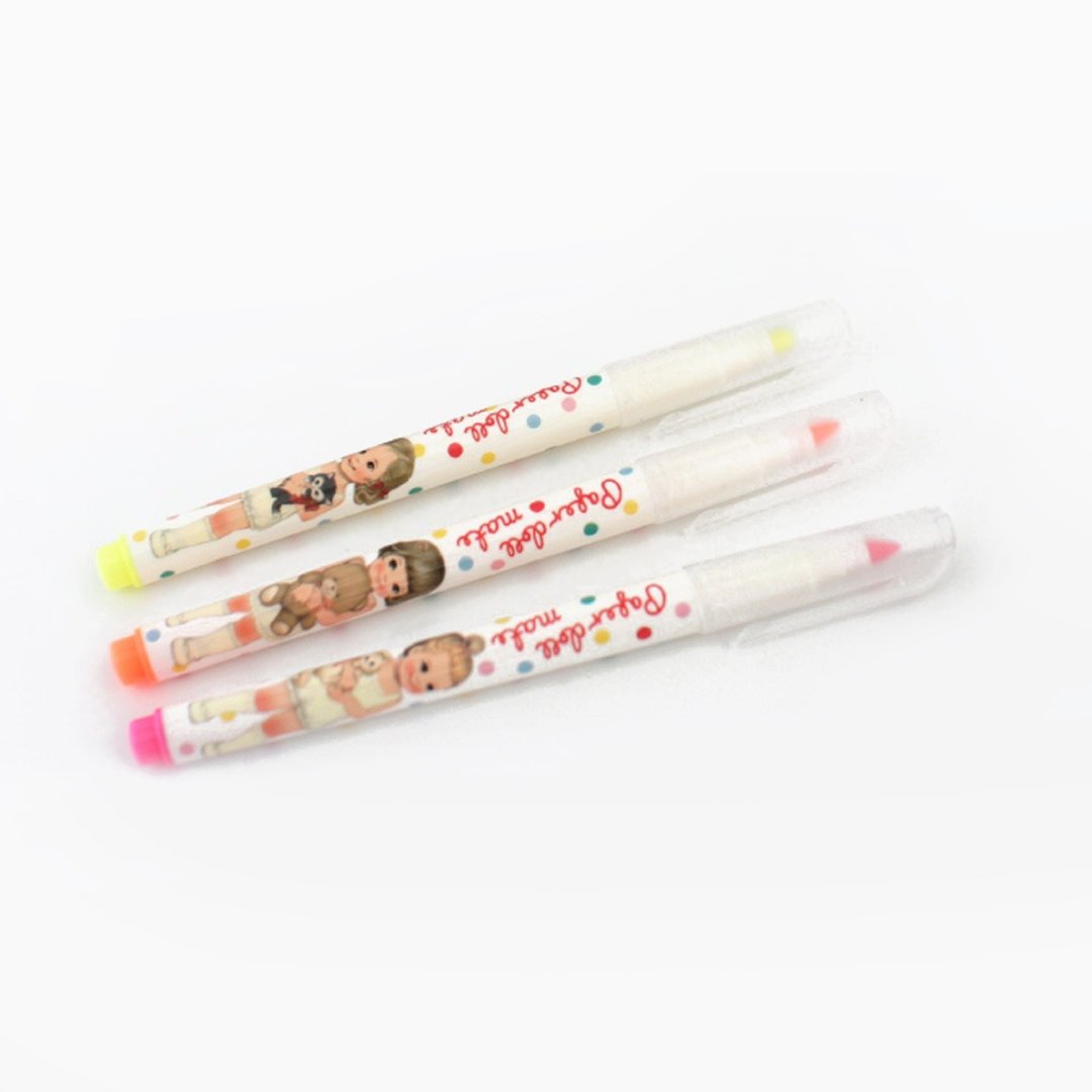 afrocat 复古娃娃QQ萤光笔组(3色)-朵儿,AFC69598 - 其他书写用品 - 塑料 多色