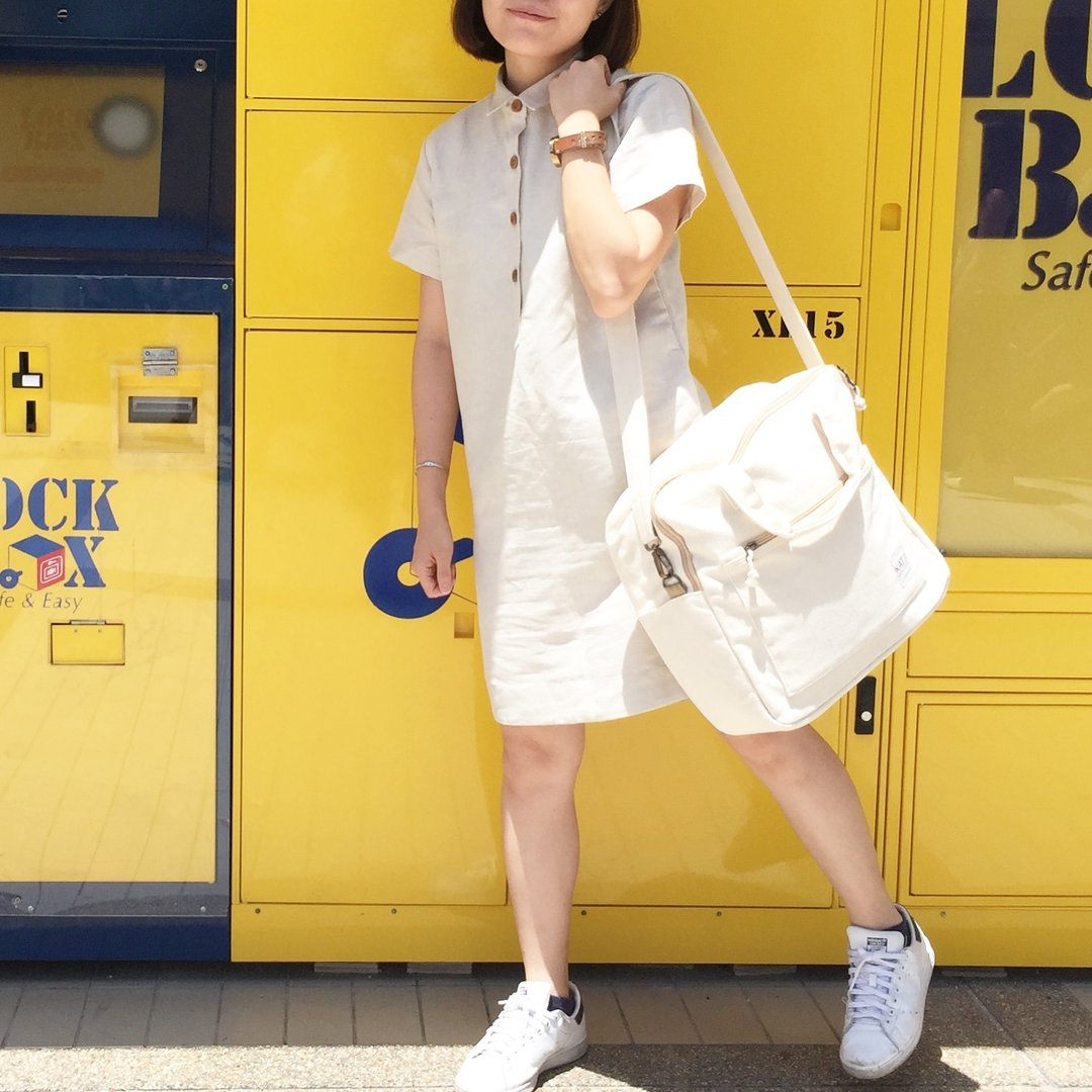 Polo Dress : Premium Linen - 洋装/连衣裙 - 棉 卡其色