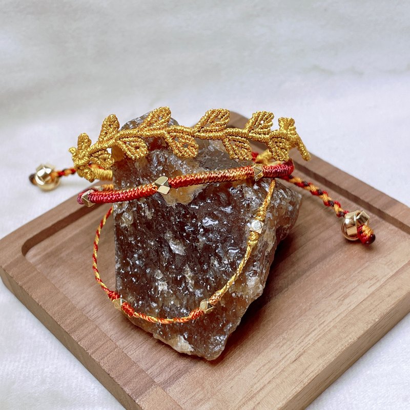 金熹三圈叠戴感编织手绳 - 手链/手环 - 其他人造纤维 红色