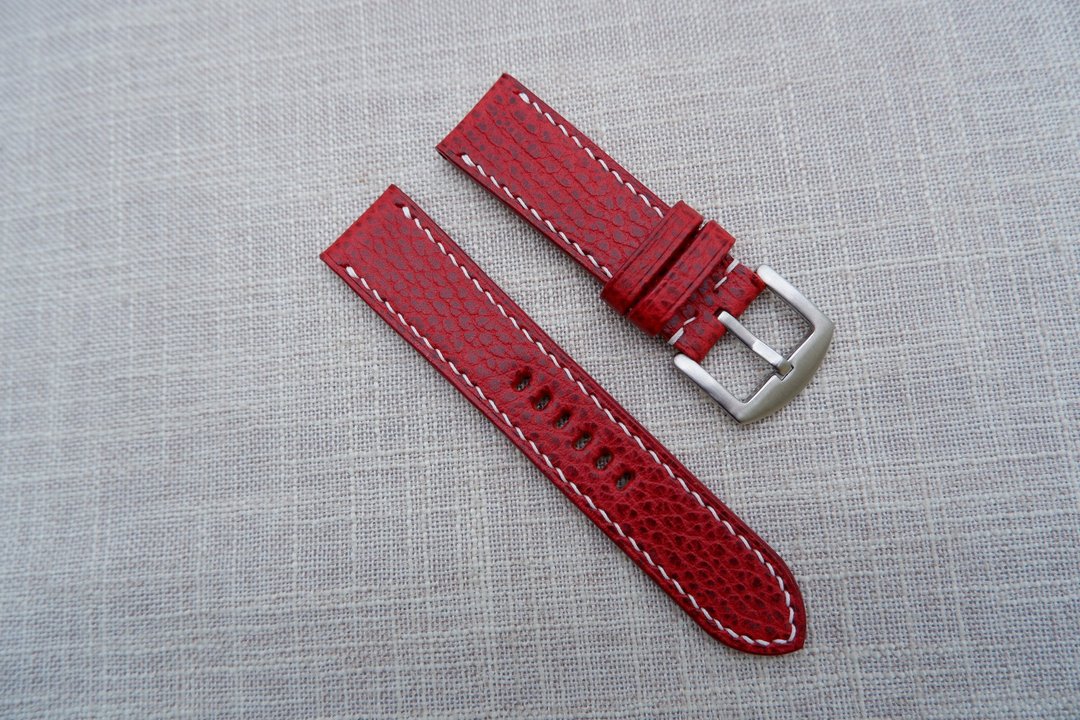 Dollaro大红色 Isaac手工表带 一般款 applewatch 皆可订制 - 表带 - 真皮 红色