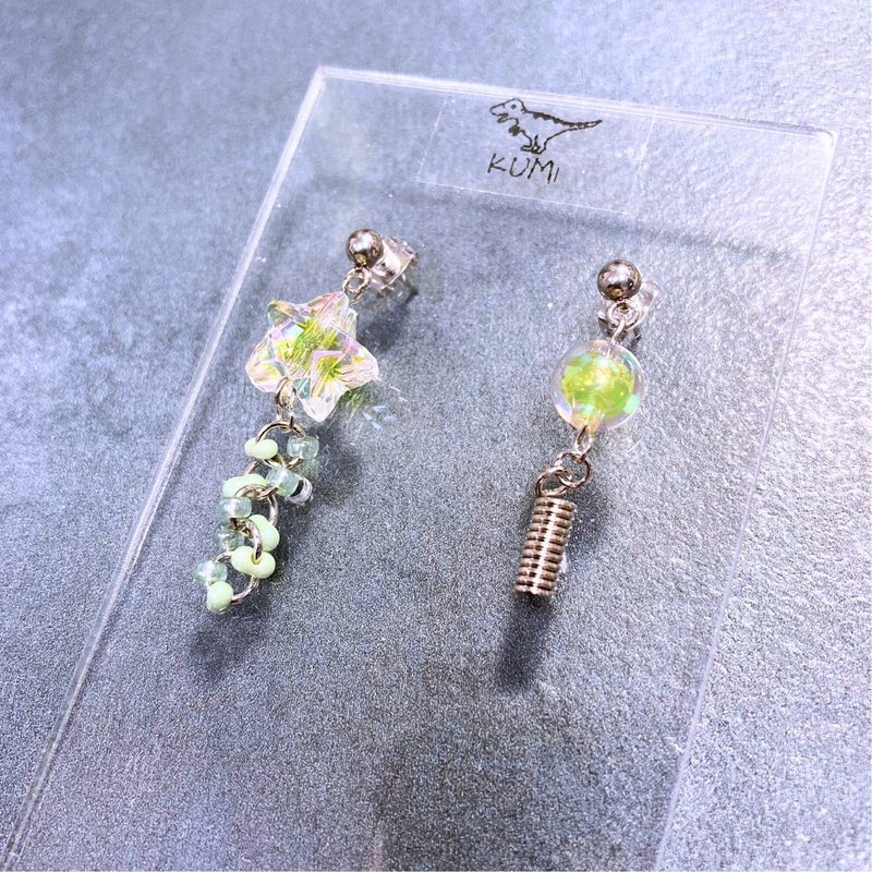 绿色星星耳环 - 耳环/耳夹 - 其他材质 绿色