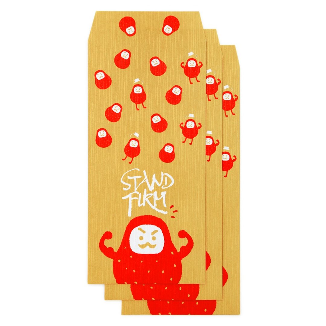 不倒不倒。雾金色拉丝纸红包袋 (3个一入) - 红包/春联 - 纸 金色