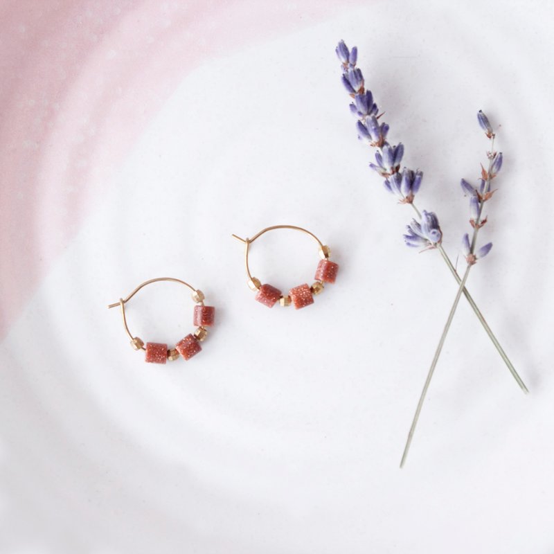 简约几何 小圈圈金砂石 黄铜耳环 姊妹 闺密 朋友 母亲节 礼物 - 耳环/耳夹 - 其他金属 金色