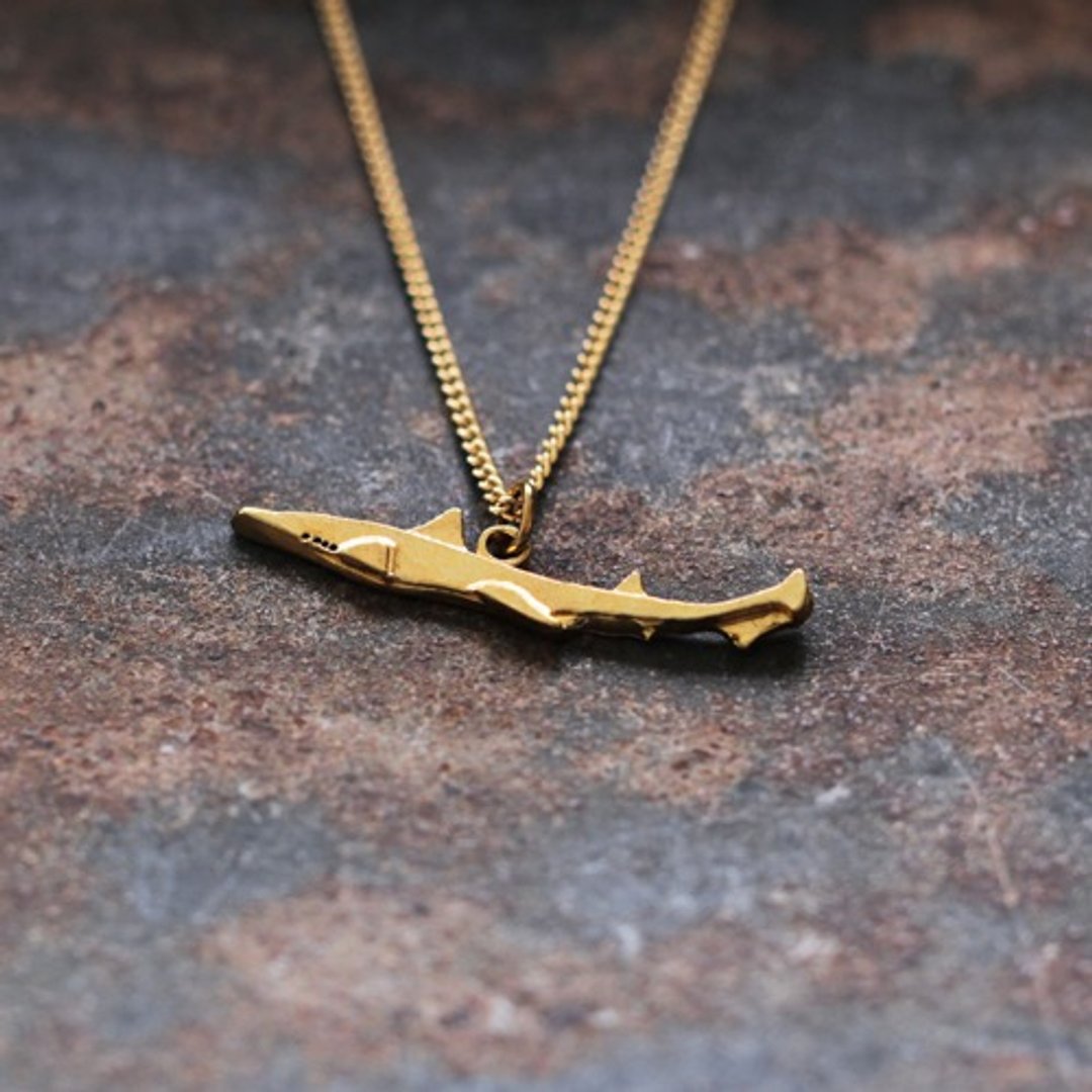 Shark necklace N448 - 项链 - 其他金属 金色