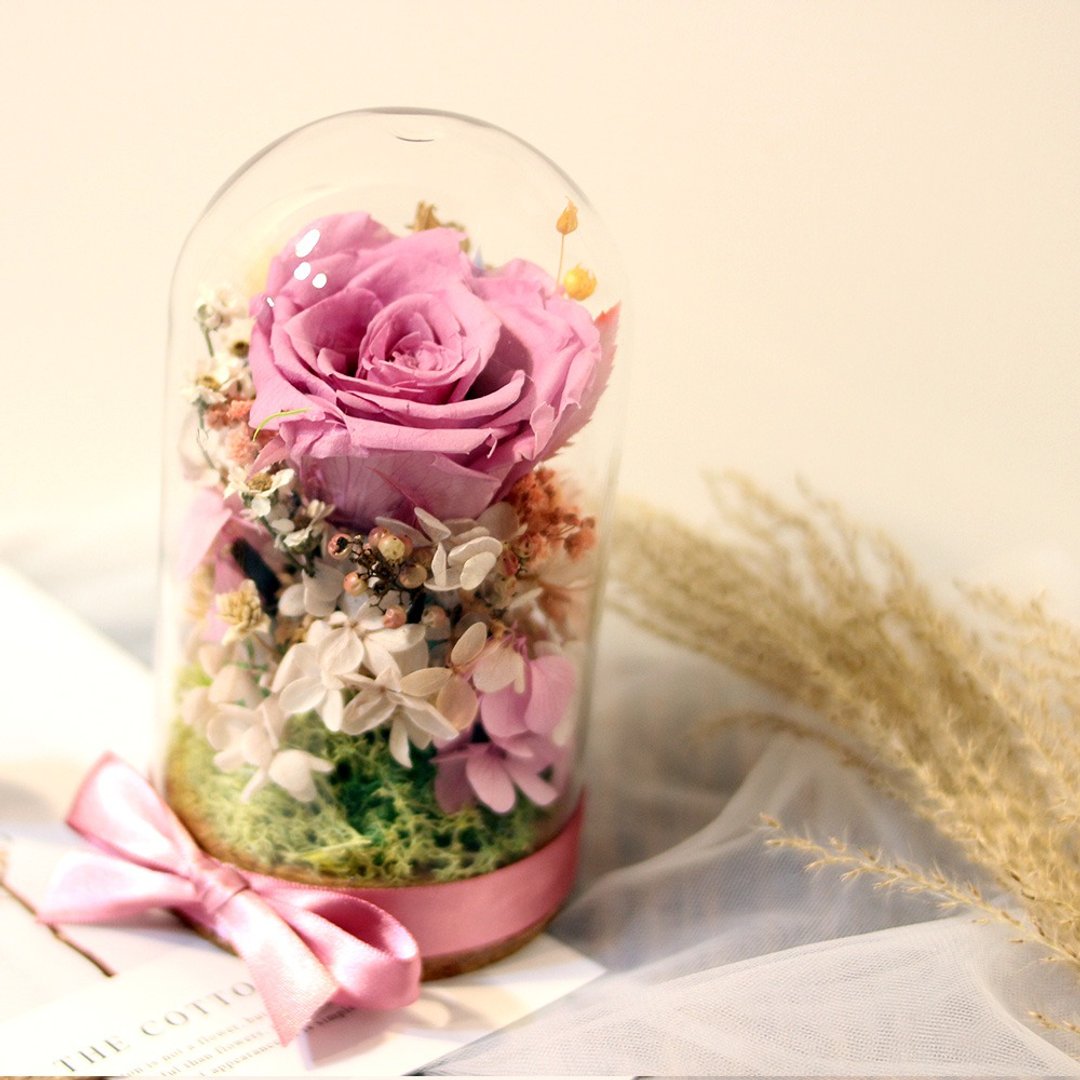 【竒花】永生玻璃罩 永生花 情人节礼物 生日礼物 - 干燥花/捧花 - 植物．花 