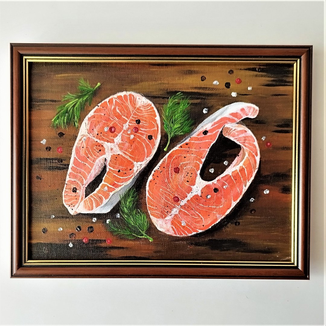 Fish Steak Painting: The Perfect Kitchen Wall Art Decoration - 墙贴/壁贴 - 压克力 多色