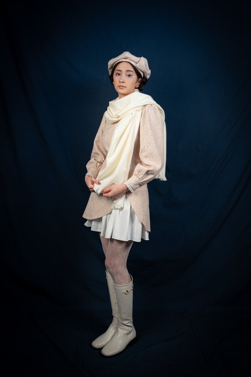 羊毛围巾 (米白/卡其/粉/灰) - 围巾/披肩 - 其他人造纤维 白色