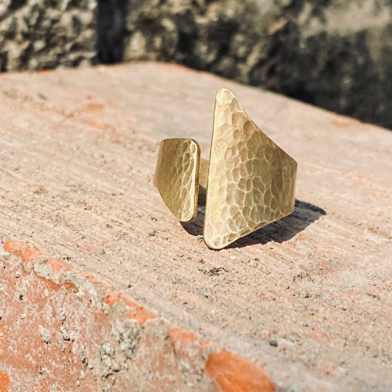 黄铜 水波纹 戒指 可定制名字 活动戒围 S506 - 戒指 - 铜/黄铜 金色